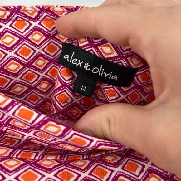 NWT Alex & Olivia Stretch Geometric Pink Pencil Skirt Size Medium Colorful Sprin - Picture 5 of 8